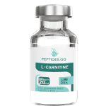 L-Carnitine 600mg in a clear glass vial, 20ml, labeled for research use by Peptides.GG.